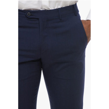 Corneliani Jacquard Virgin Wool Pants with Belt Loops