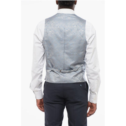 Corneliani Blended Silk Damasked Motif Vest with Half-Belt