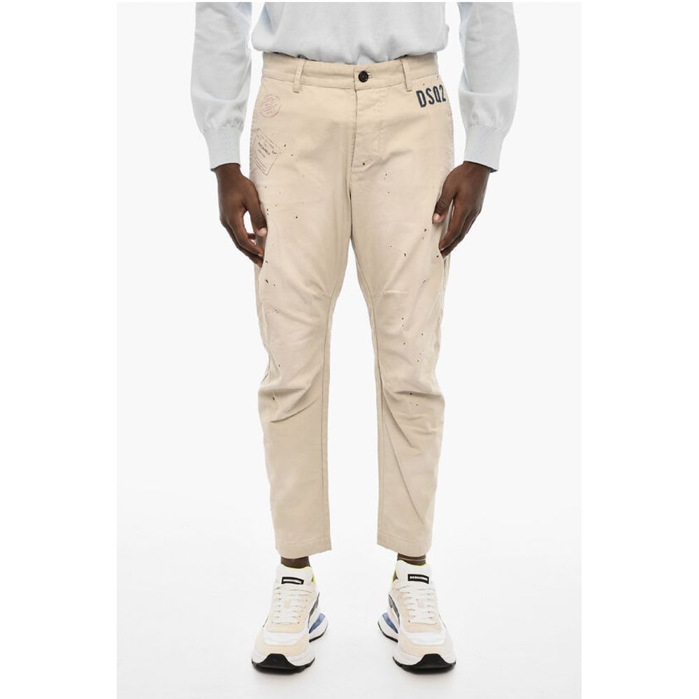 Dsquared² 4 Pockets Cotton Pants with Denim Monogram