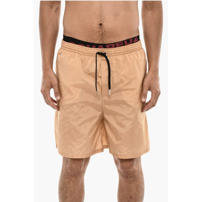 Dsquared² Slip Swimshorts With Logoed Contrasting Waistband