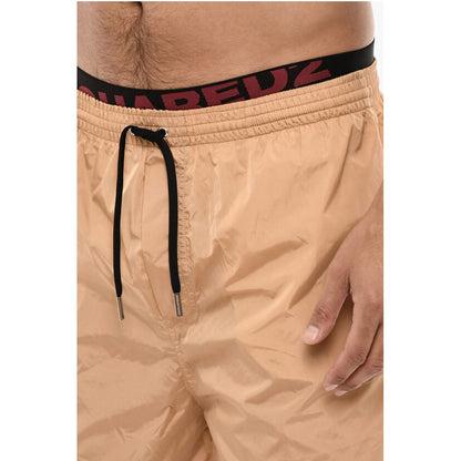 Dsquared² Slip Swimshorts With Logoed Contrasting Waistband