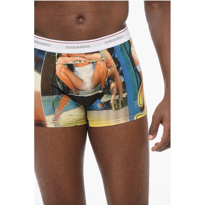 Dsquared² Printed Cotton Blend Boxer with Contrasting Waistband