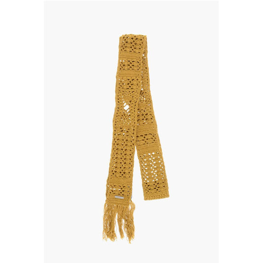 Dsquared² Solid Color Crochet Scarf with Fringes