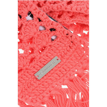 Dsquared² Solid Color Crochet Scarf with Fringes