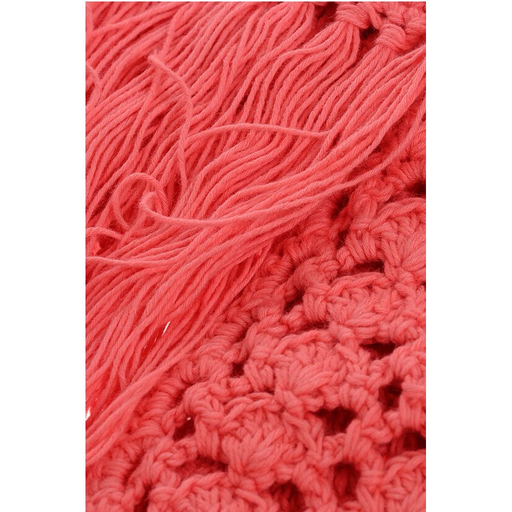Dsquared² Solid Color Crochet Scarf with Fringes