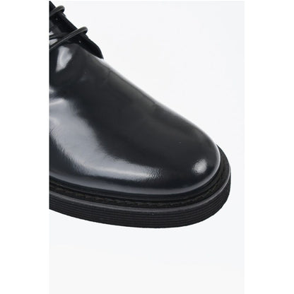 Corneliani Solid Color Patent Leather Ankle Boots with Vibram Sole