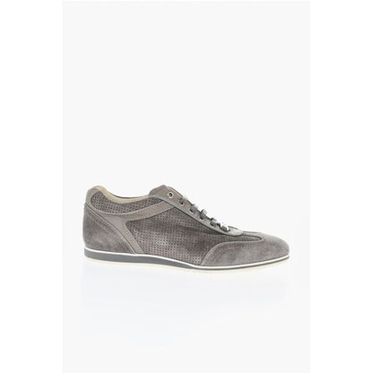 Corneliani ID Suede Low Top Sneakers with Perforated Inserts