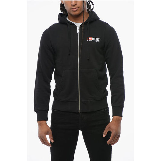 Diesel Brushed Cotton Sweatshirt with Hood and Zip Closure