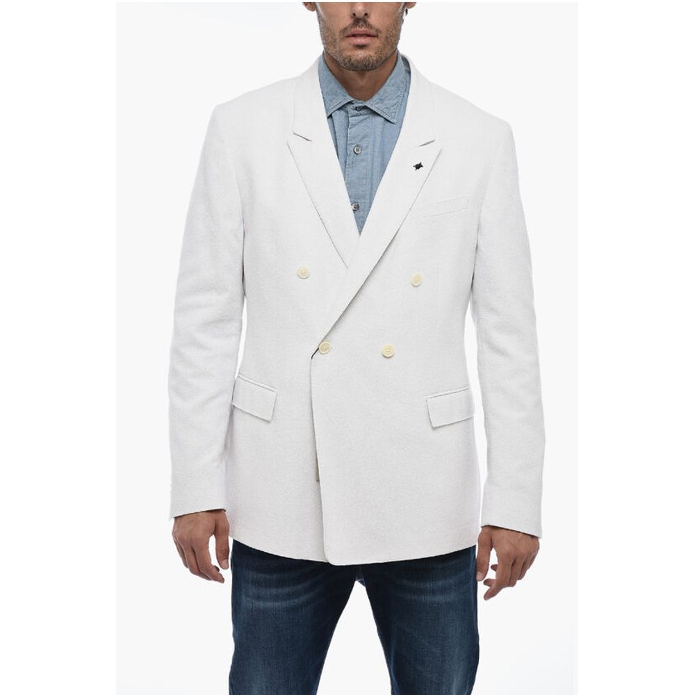 Corneliani CC COLLECTION Double Breasted Blazer with Peak Lapel