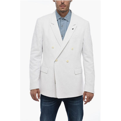 Corneliani CC COLLECTION Double Breasted Blazer with Peak Lapel