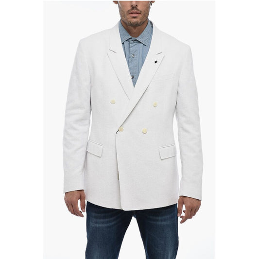 Corneliani CC COLLECTION Double Breasted Blazer with Peak Lapel