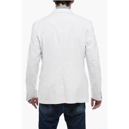Corneliani CC COLLECTION Double Breasted Blazer with Peak Lapel