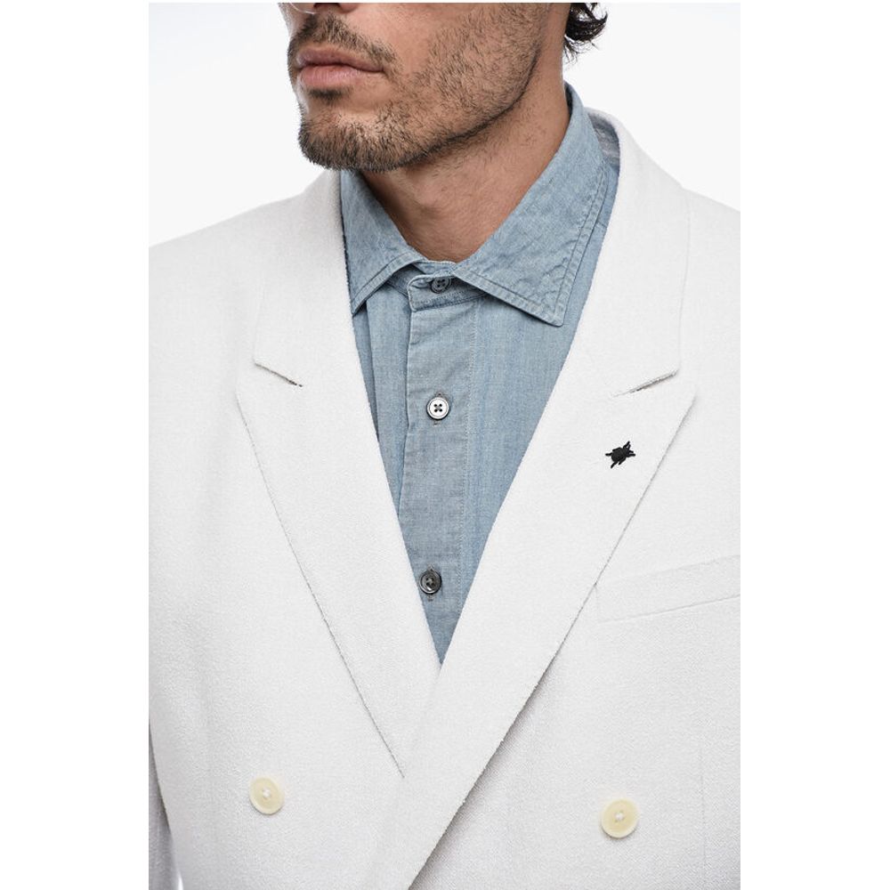 Corneliani CC COLLECTION Double Breasted Blazer with Peak Lapel