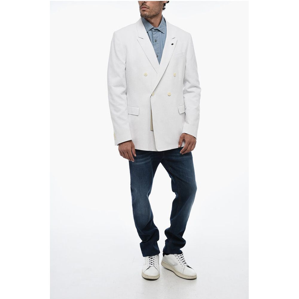 Corneliani CC COLLECTION Double Breasted Blazer with Peak Lapel