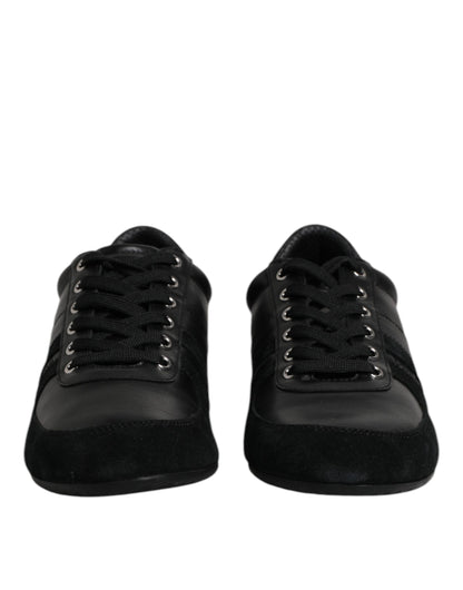 Dolce & Gabbana Black Suede Leather Low Top Sneakers Shoes