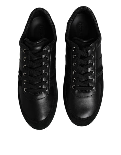 Dolce & Gabbana Black Suede Leather Low Top Sneakers Shoes
