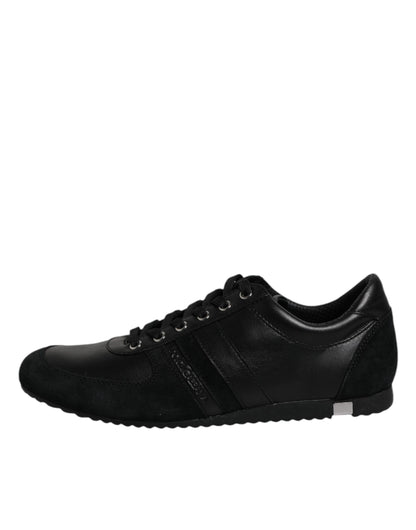 Dolce & Gabbana Black Suede Leather Low Top Sneakers Shoes