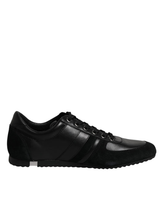 Dolce & Gabbana Black Suede Leather Low Top Sneakers Shoes