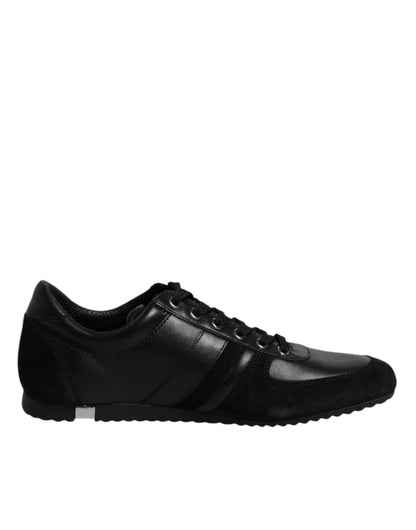 Dolce & Gabbana Black Suede Leather Low Top Sneakers Shoes
