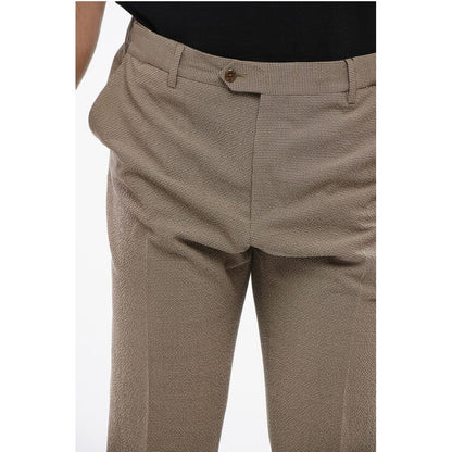 Corneliani Cotton Pants with Micro Check Motif