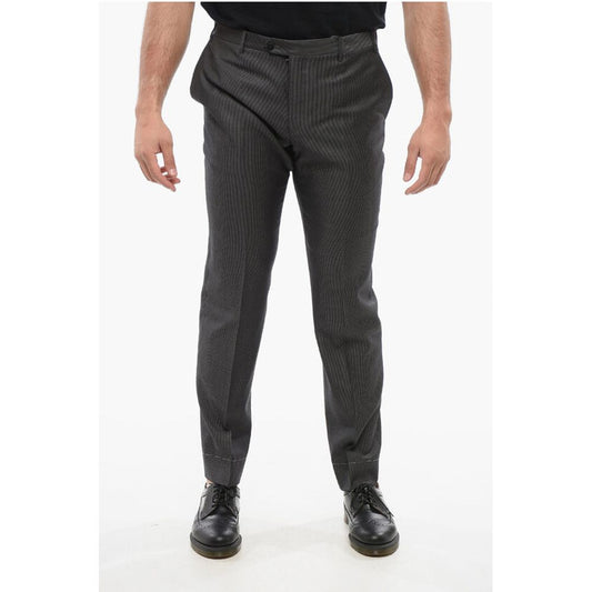 Corneliani Cool Wool Pants with Striped Motif