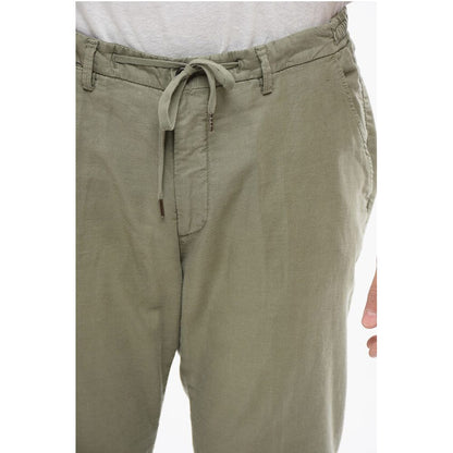 Corneliani CC COLLECTION Linen Blend Pants with Drawstringed Waist
