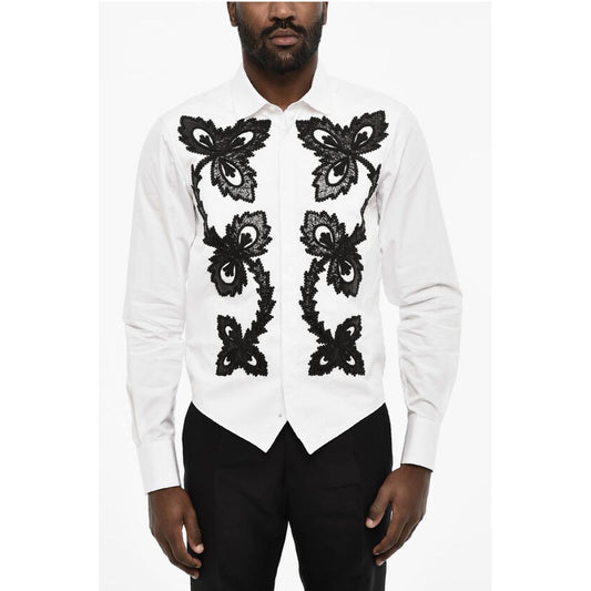Dsquared² Frontal Maxi Embroidered Shirt with Spread Collar