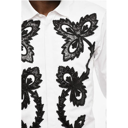 Dsquared² Frontal Maxi Embroidered Shirt with Spread Collar