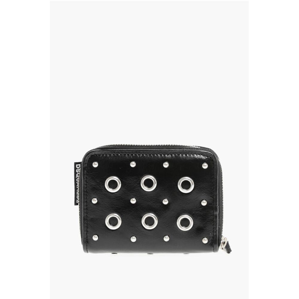 Dsquared² Patent Leather Wallett with Decorative Eyelets