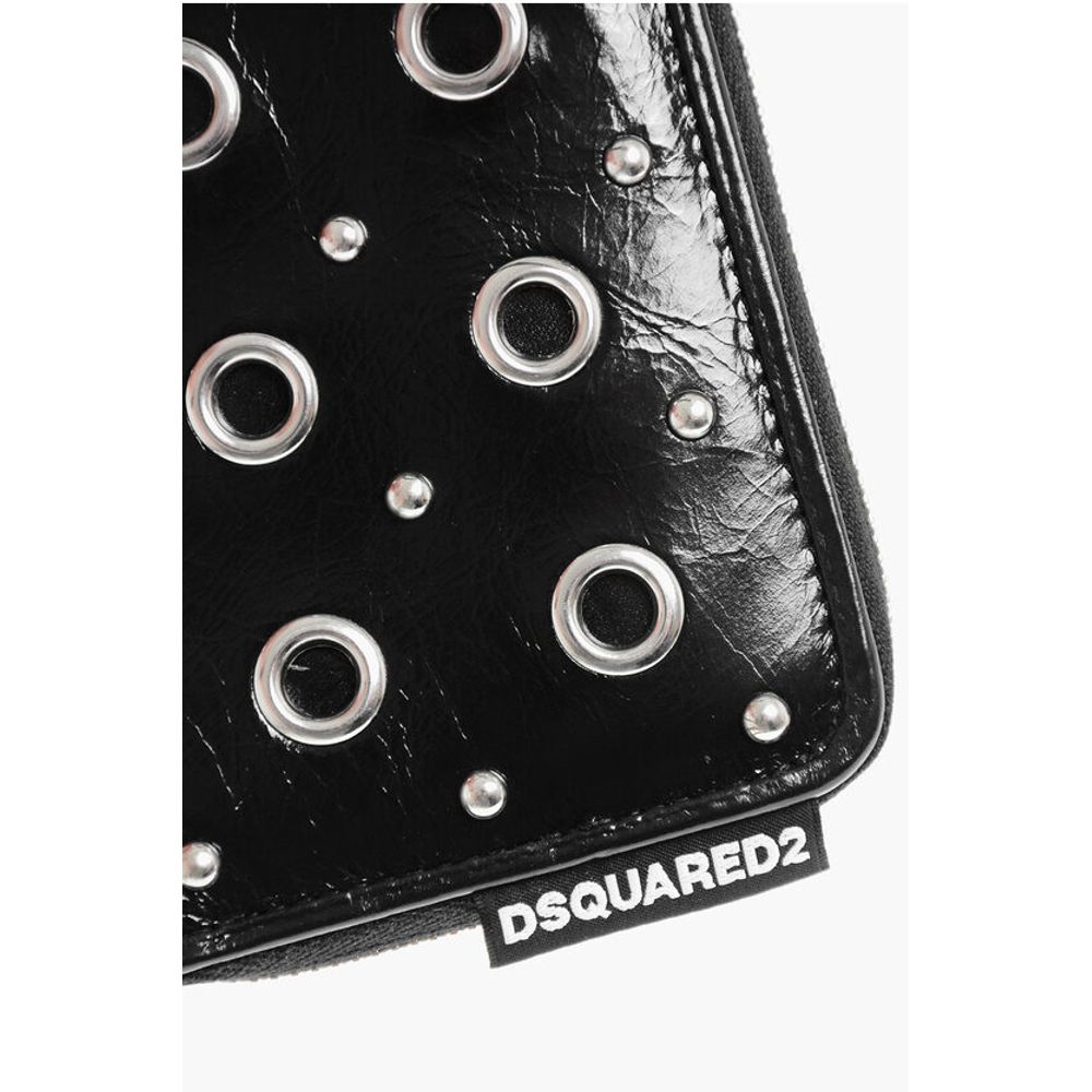 Dsquared² Patent Leather Wallett with Decorative Eyelets