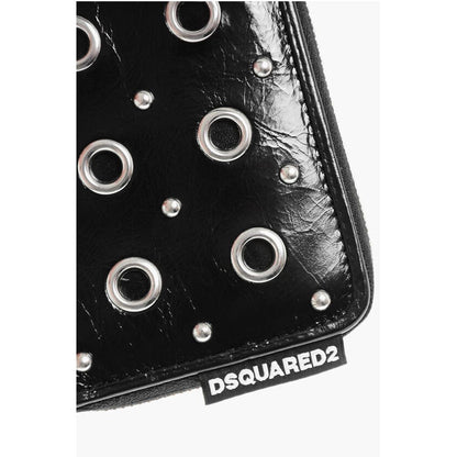 Dsquared² Patent Leather Wallett with Decorative Eyelets
