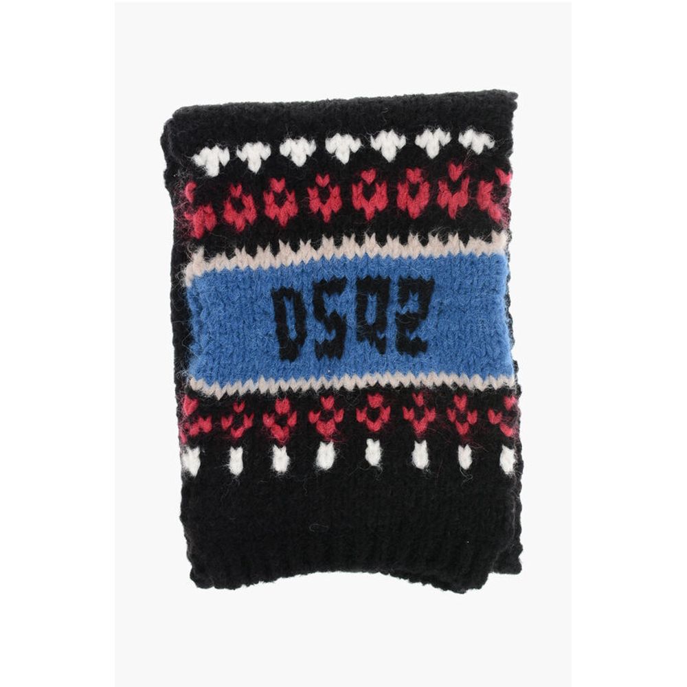 Dsquared² Alpaca Blend Scarf with Fairisle Motif