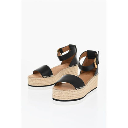 See By Chloé Leather Sandals Espadrillas Wedge 7 cm