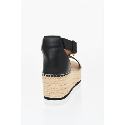 See By Chloé Leather Sandals Espadrillas Wedge 7 cm