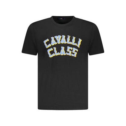 Cavalli Class Black Cotton Men T-Shirt