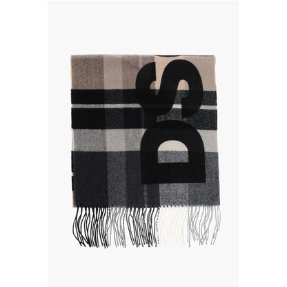 Dsquared² Checked Virgin Wool Scarf with Fringes