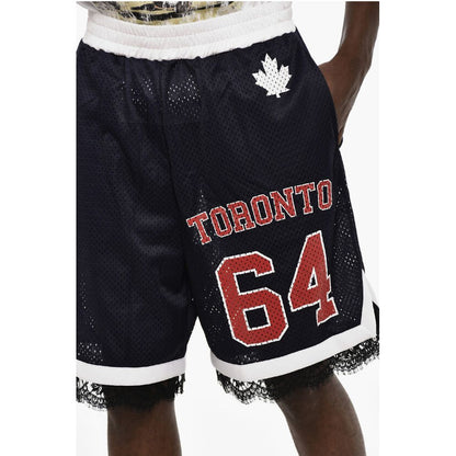 Dsquared² Perforated Color Block Shorts with Drawstring Waist