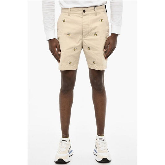 Dsquared² All-Over Embroidered Cotton Twill Cargo Shorts