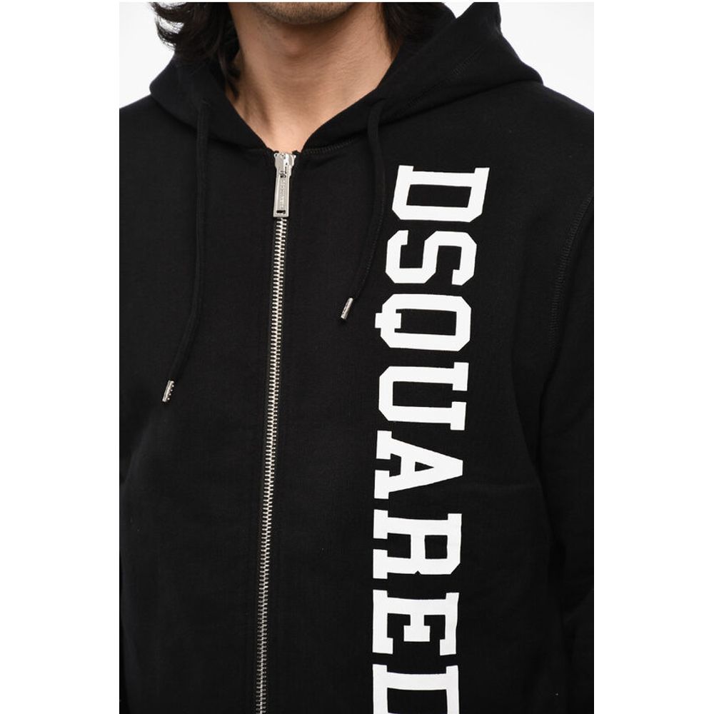 Dsquared² Cotton Sweatshirt with Zip Closure and Side Logo