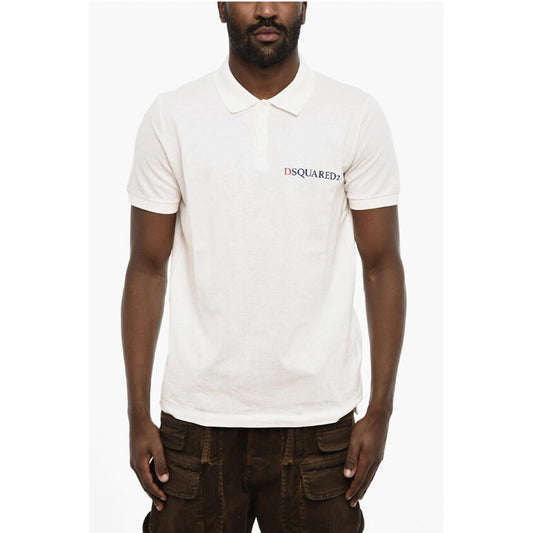 Dsquared² Piquet Cotton 3 Buttons Polo Shirt with Print