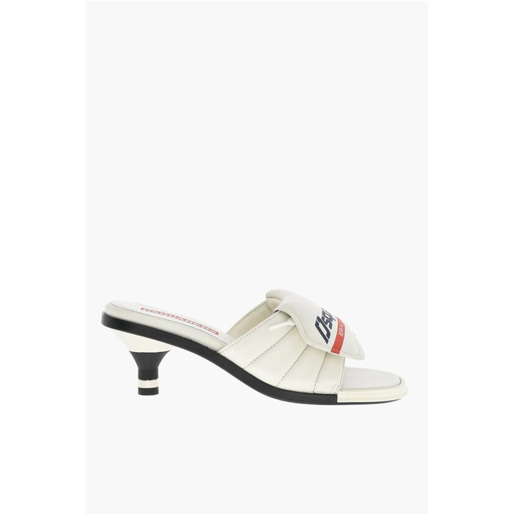 Dsquared² Leather SOCCER Mules With logo Print Heel 5 cm