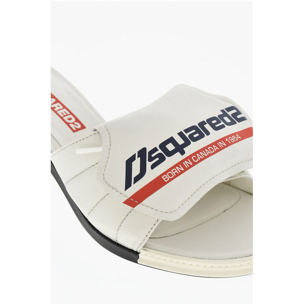 Dsquared² Leather SOCCER Mules With logo Print Heel 5 cm