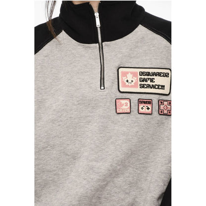 Dsquared² Half Zip Cotton Sweatshirt with Patches