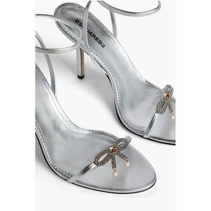 Dsquared² Metallic Effect Leather Sandals With Strap Heel 12 cm