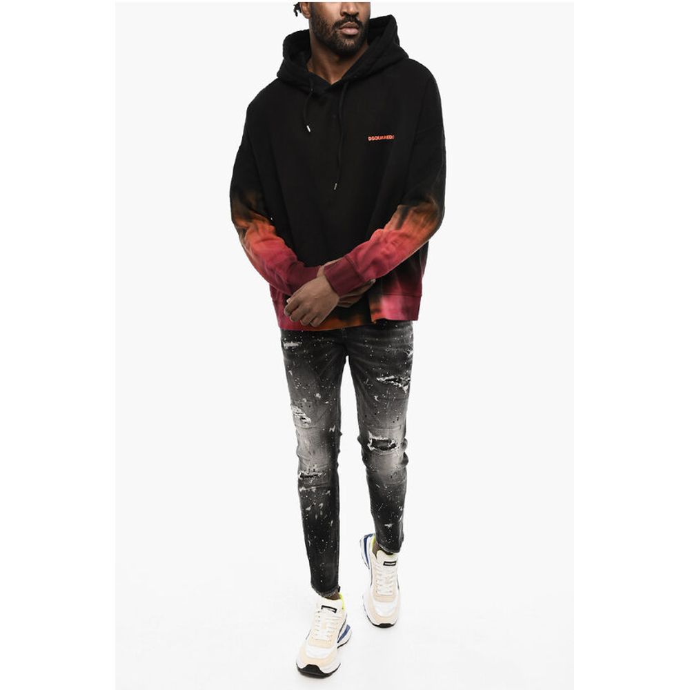 Dsquared² Fleeced-Cotton Hoodie with Gradient Hem