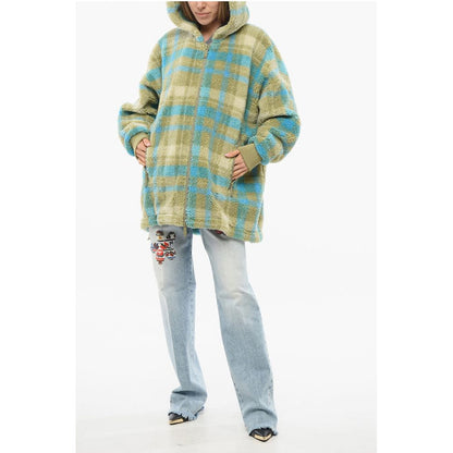 Dsquared² Sherpa Zip-up Hoodie with Tartan Pattern