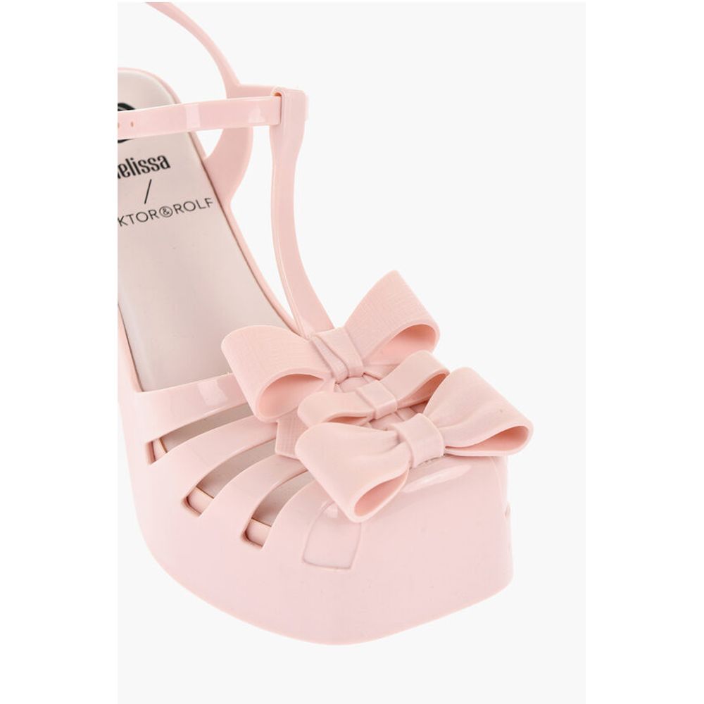 Viktor & Rolf MELISSA Solid Color Rubber PARTY T-Strap Sandals with Bows H