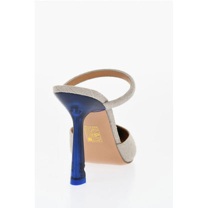 Off-White Pointed Linen Blend LOLLIPOP Mules Heel 11 cm