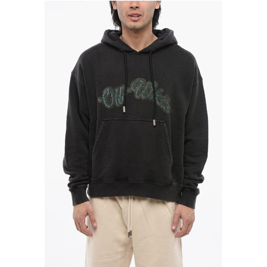 Off-White Brushed Cotton Skate-Fit BACCHUS Printed Hoodie