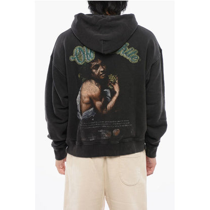 Off-White Brushed Cotton Skate-Fit BACCHUS Printed Hoodie